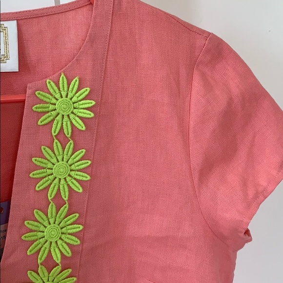 🎉NWT Sail to Sable Coral 🪸 Linen Dress - Embroidered Details 👗 - Picture 4 of 13